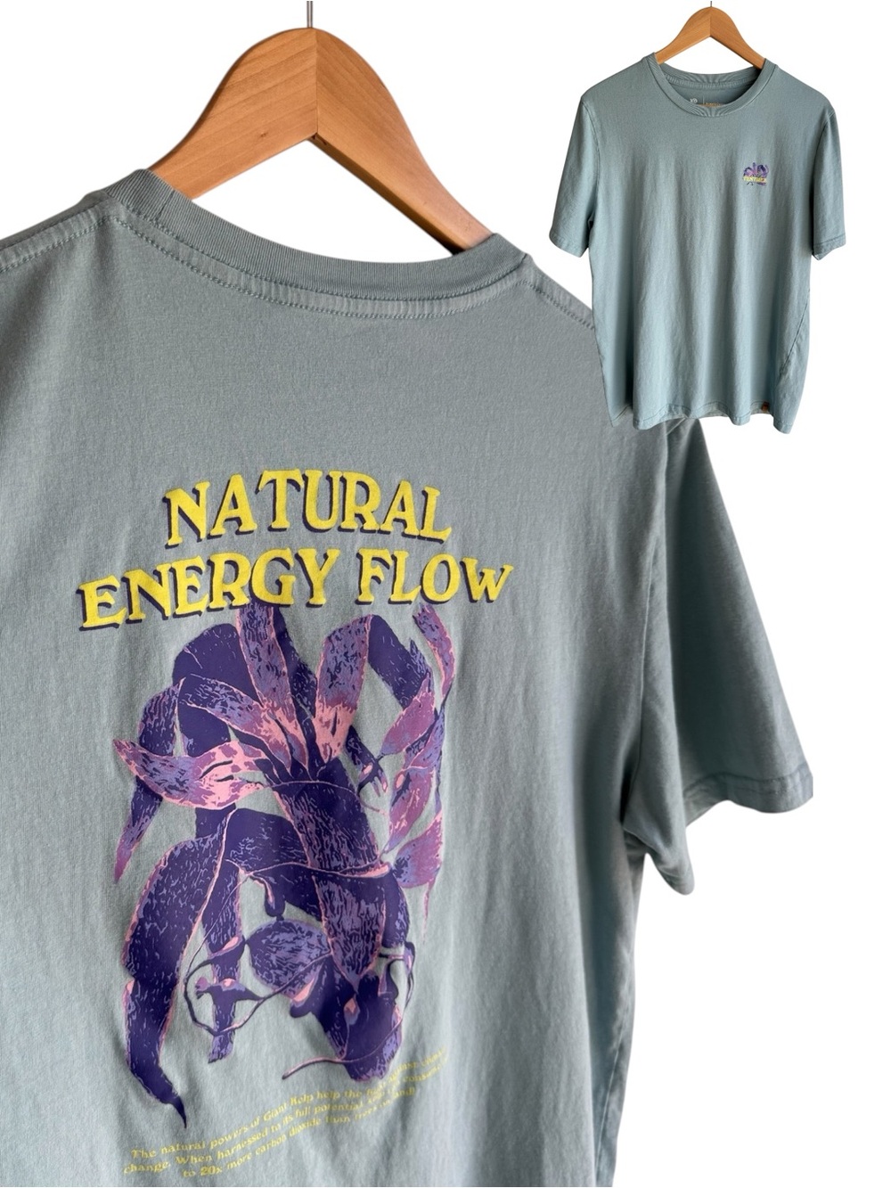 Tentree Energy Graphic Tee Sz L Light Blue Short Sleeve T-Shirt Organic Cotton